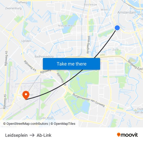 Leidseplein to Ab-Link map