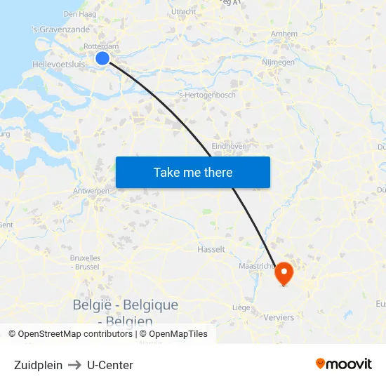 Zuidplein to U-Center map