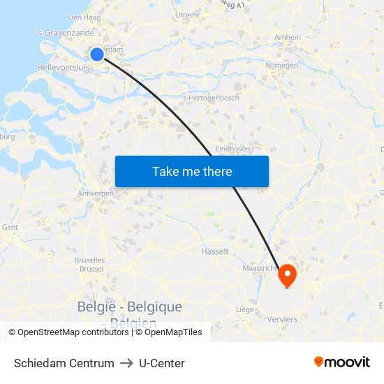 Schiedam Centrum to U-Center map