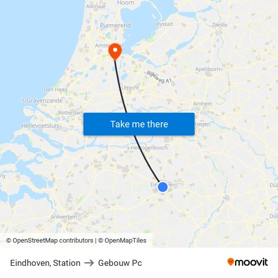 Eindhoven, Station to Gebouw Pc map