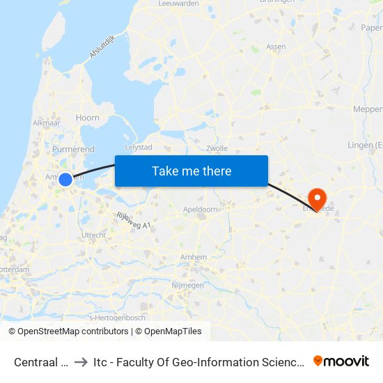 Centraal Station to Itc - Faculty Of Geo-Information Science And Earth Observation map