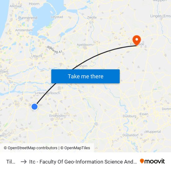 Tilburg to Itc - Faculty Of Geo-Information Science And Earth Observation map