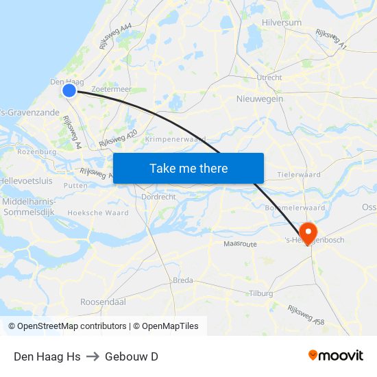 Den Haag Hs to Gebouw D map