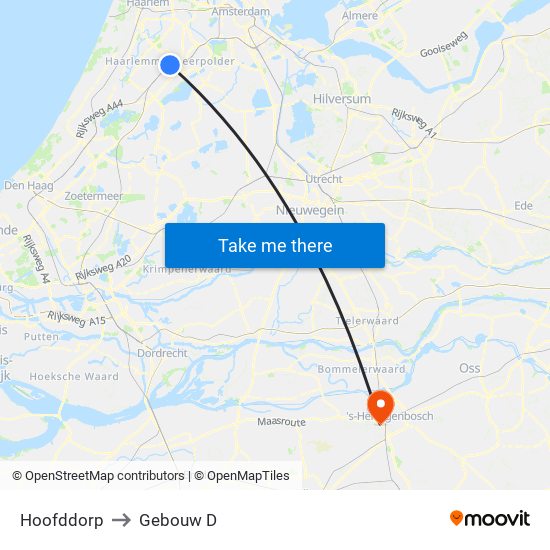 Hoofddorp to Gebouw D map