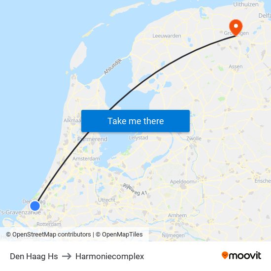 Den Haag Hs to Harmoniecomplex map