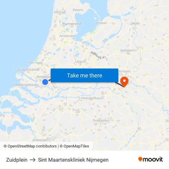 Zuidplein to Sint Maartenskliniek Nijmegen map
