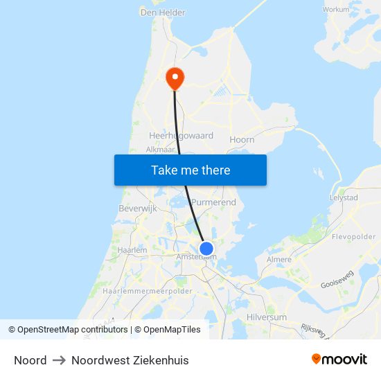 Noord to Noordwest Ziekenhuis map