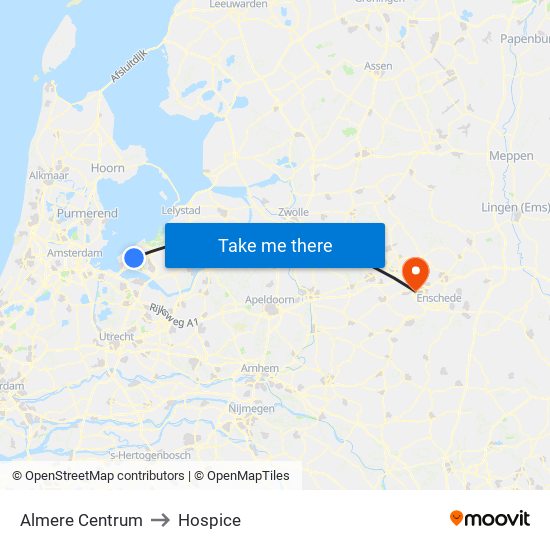 Almere Centrum to Hospice map
