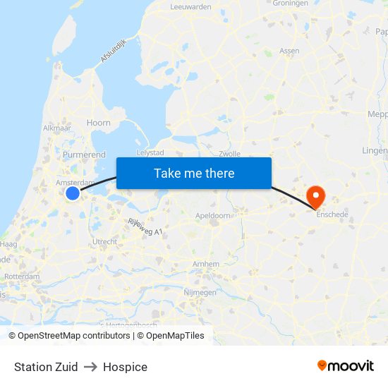 Station Zuid to Hospice map