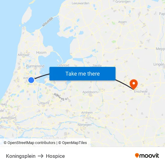 Koningsplein to Hospice map