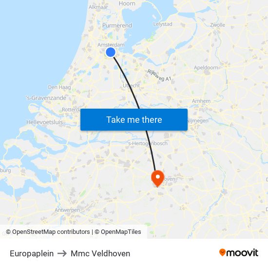 Europaplein to Mmc Veldhoven map