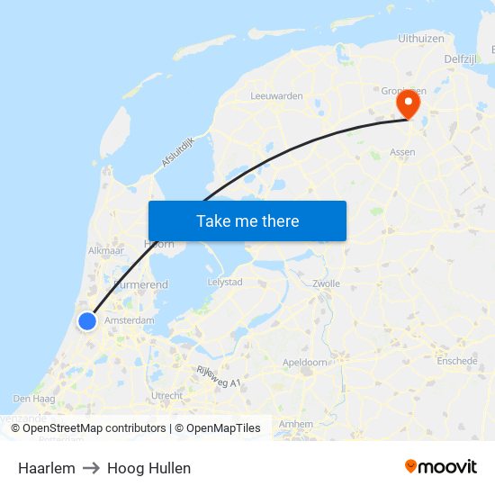 Haarlem to Hoog Hullen map