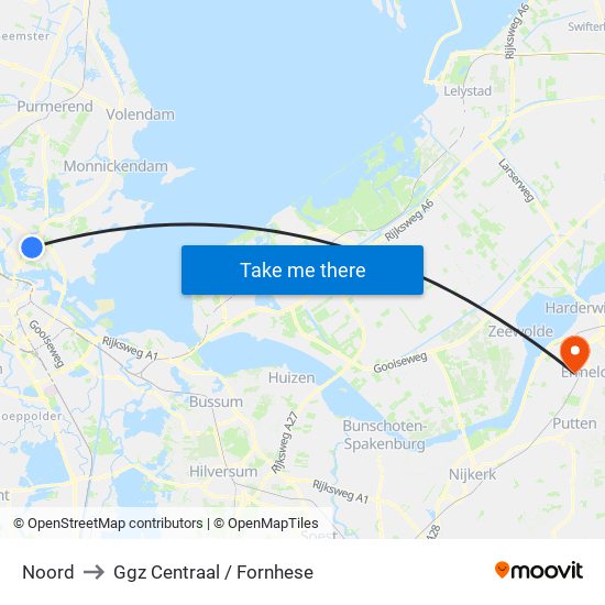 Noord to Ggz Centraal / Fornhese map