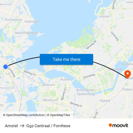 Amstel to Ggz Centraal / Fornhese map