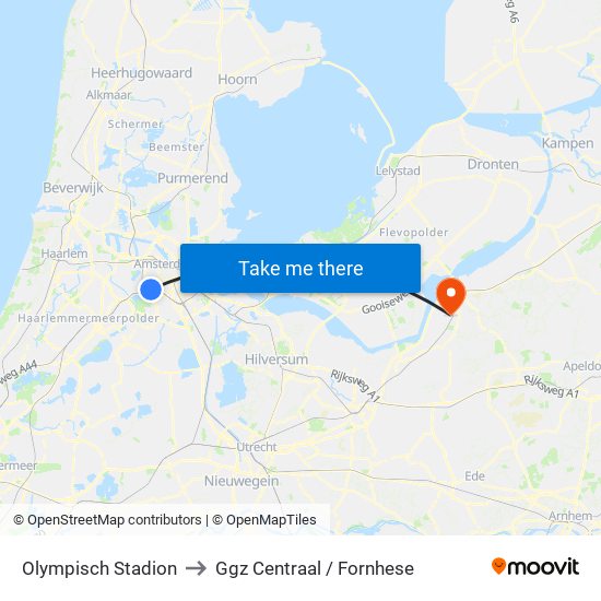 Olympisch Stadion to Ggz Centraal / Fornhese map