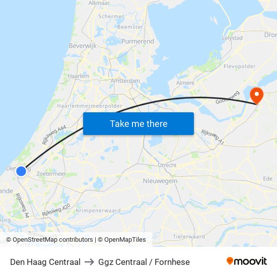 Den Haag Centraal to Ggz Centraal / Fornhese map