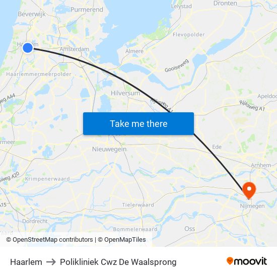 Haarlem to Polikliniek Cwz De Waalsprong map