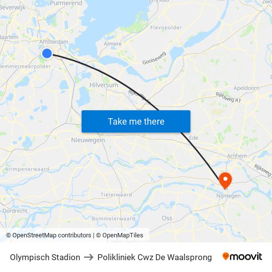 Olympisch Stadion to Polikliniek Cwz De Waalsprong map
