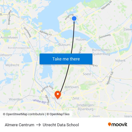 Almere Centrum to Utrecht Data School map