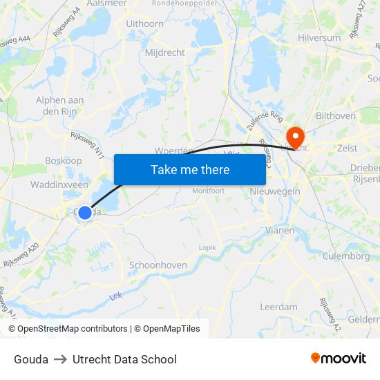 Gouda to Utrecht Data School map