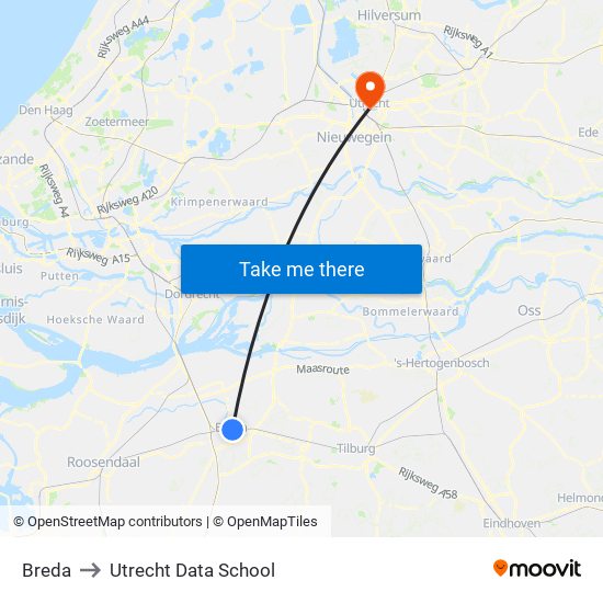 Breda to Utrecht Data School map