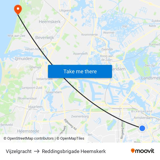 Vijzelgracht to Reddingsbrigade Heemskerk map