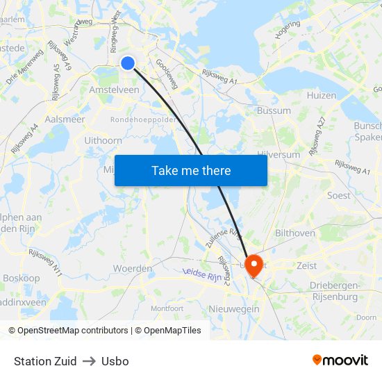 Station Zuid to Usbo map