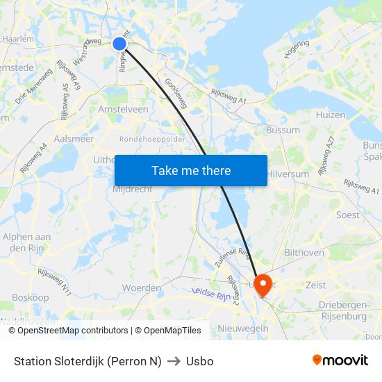 Station Sloterdijk (Perron N) to Usbo map