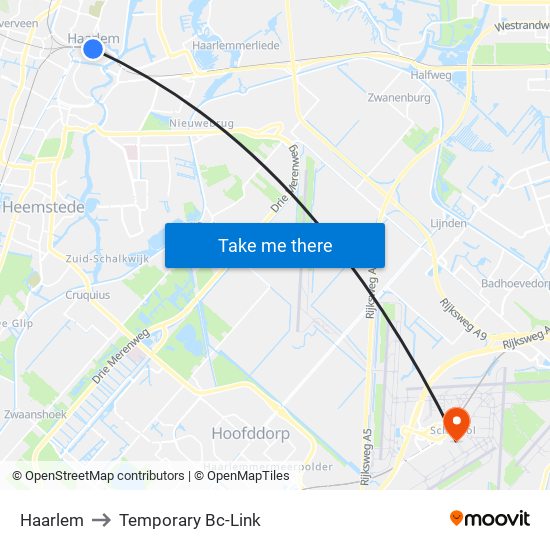 Haarlem to Temporary Bc-Link map