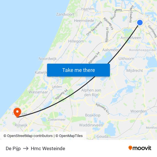 De Pijp to Hmc Westeinde map