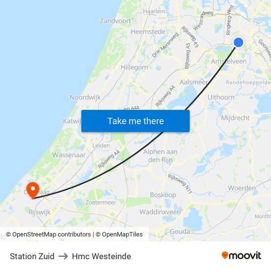 Station Zuid to Hmc Westeinde map