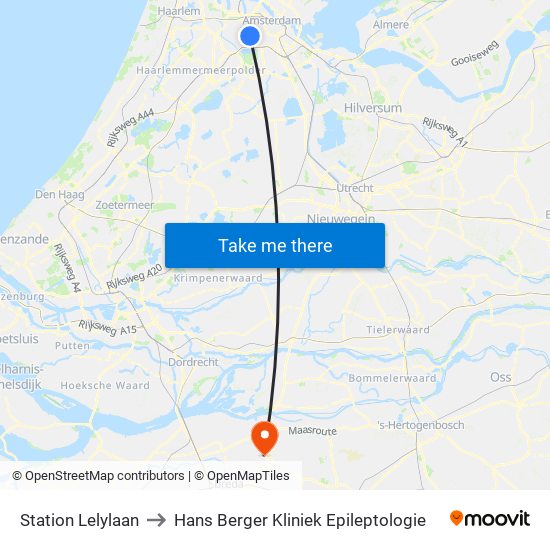 Station Lelylaan to Hans Berger Kliniek Epileptologie map