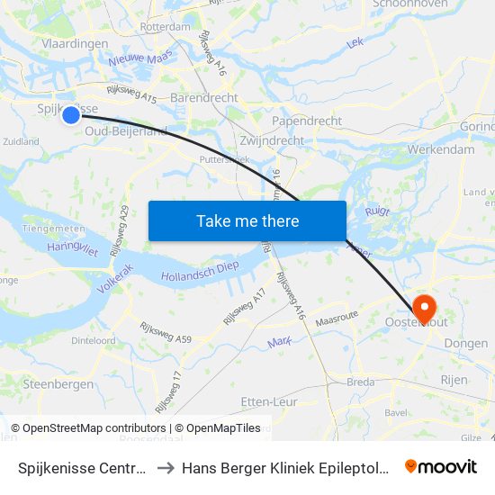 Spijkenisse Centrum to Hans Berger Kliniek Epileptologie map