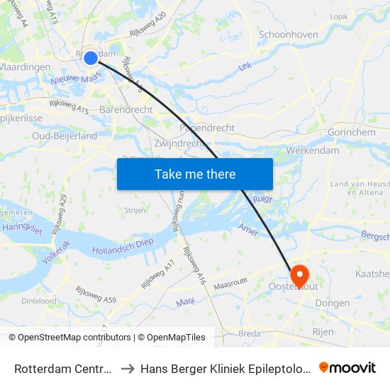 Rotterdam Centraal to Hans Berger Kliniek Epileptologie map