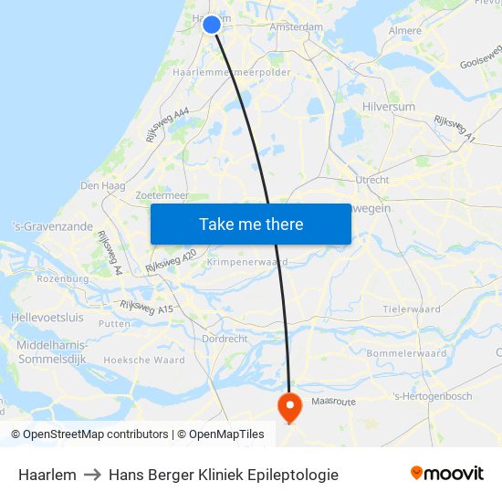 Haarlem to Hans Berger Kliniek Epileptologie map