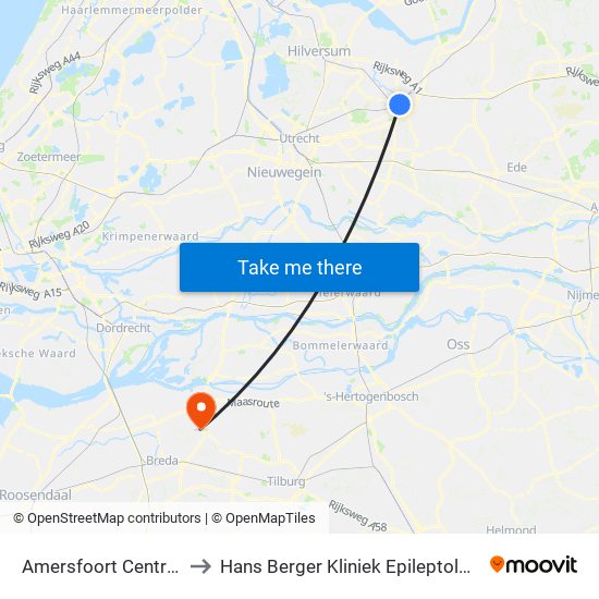 Amersfoort Centraal to Hans Berger Kliniek Epileptologie map