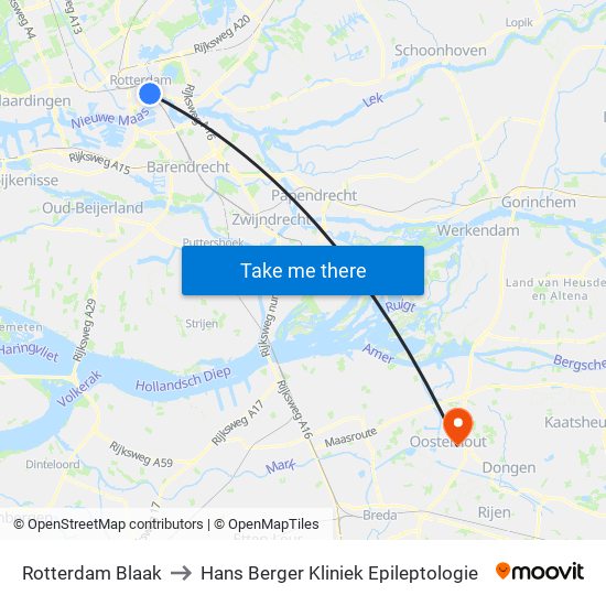 Rotterdam Blaak to Hans Berger Kliniek Epileptologie map