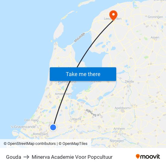 Gouda to Minerva Academie Voor Popcultuur map