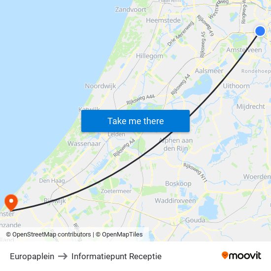 Europaplein to Informatiepunt Receptie map