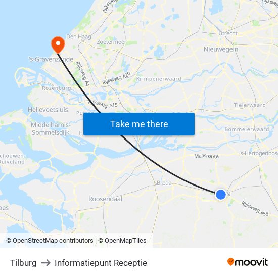 Tilburg to Informatiepunt Receptie map