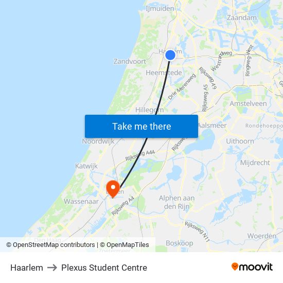 Haarlem to Plexus Student Centre map