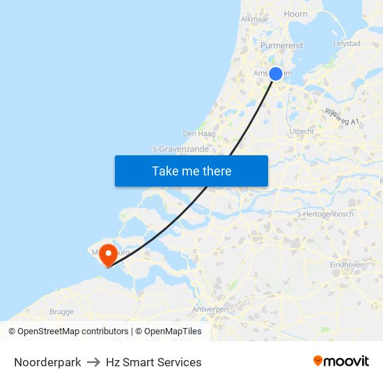 Noorderpark to Hz Smart Services map