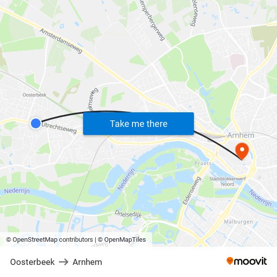 Oosterbeek to Arnhem map