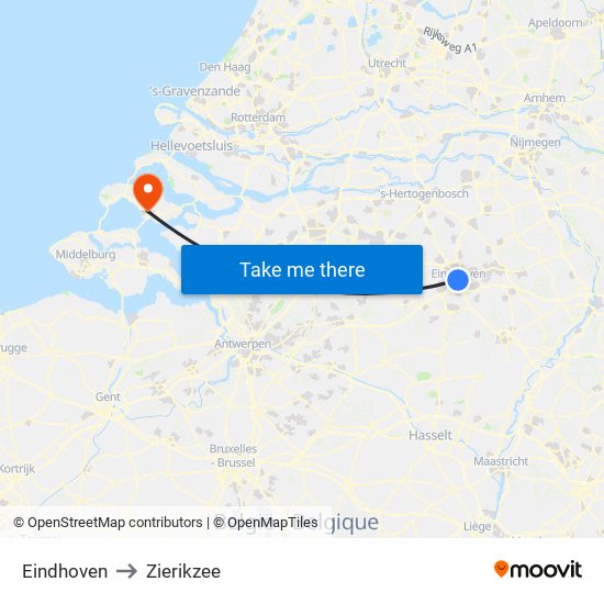 Eindhoven, Nieuwe Emmasingel 10 to Zierikzee map