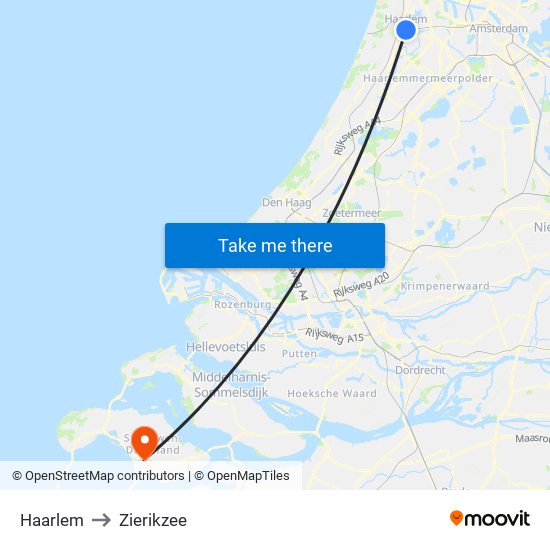 Haarlem to Zierikzee map