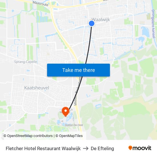Fletcher Hotel Restaurant Waalwijk to De Efteling map
