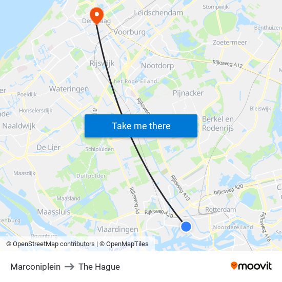Marconiplein to The Hague map