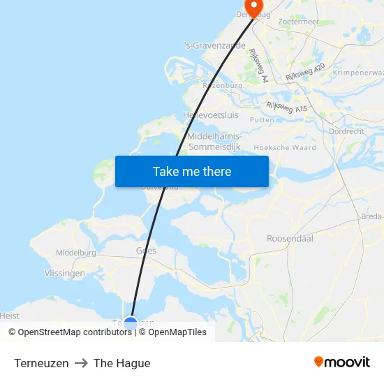 Terneuzen to The Hague map