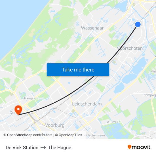 De Vink Station to The Hague map