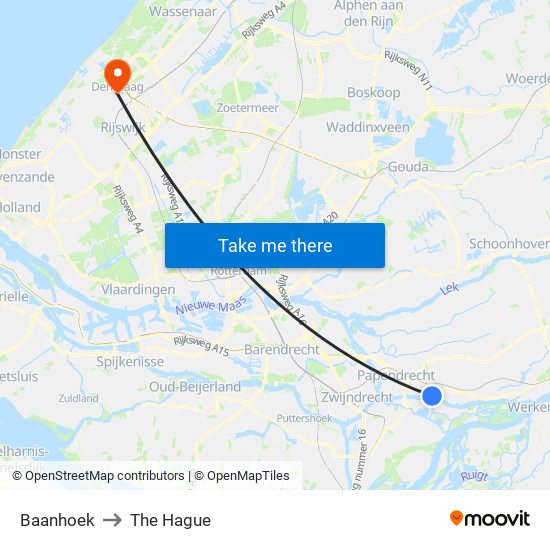 Baanhoek to The Hague map